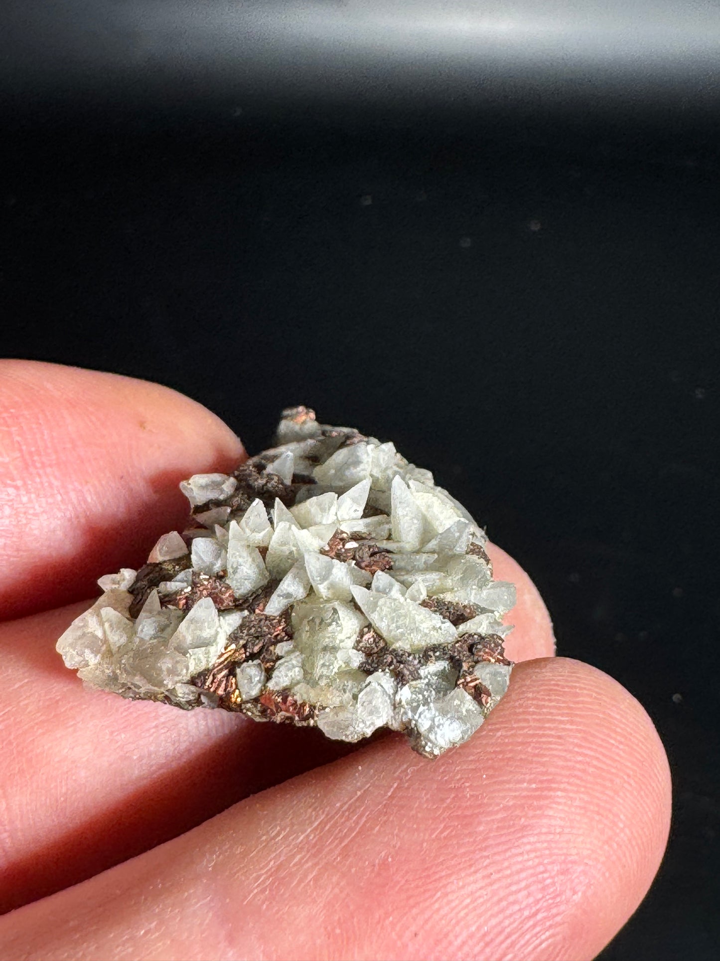 Iridescent Marcasite on Mangano Calcite Guerrero, Taxco Mex 11 Grams