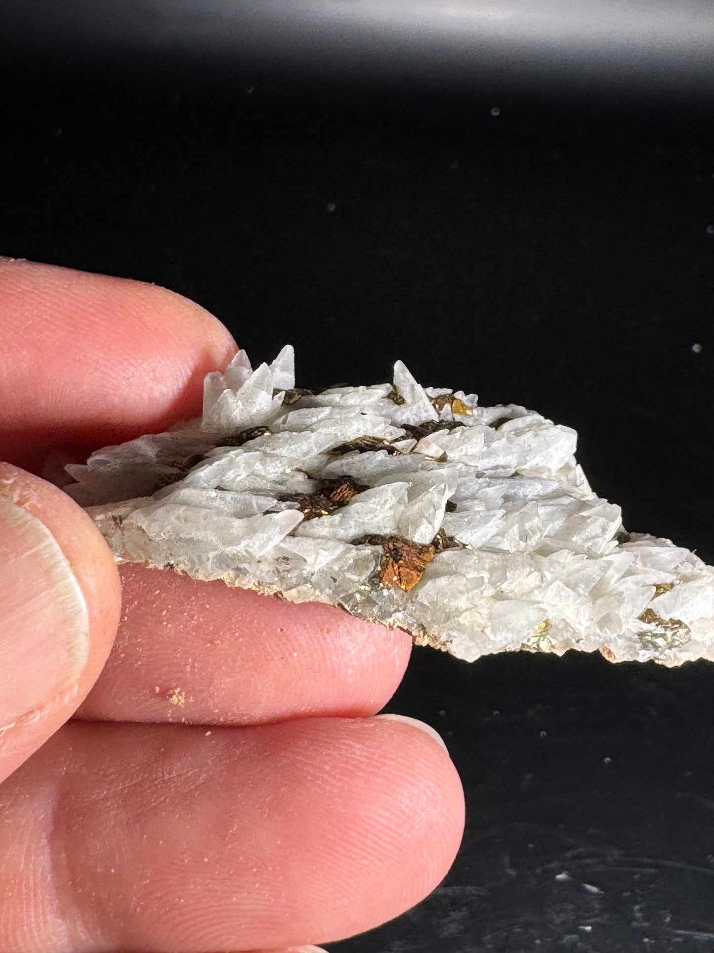 Iridescent Marcasite on Mangano Calcite Guerrero, Taxco Mex 16 Grams