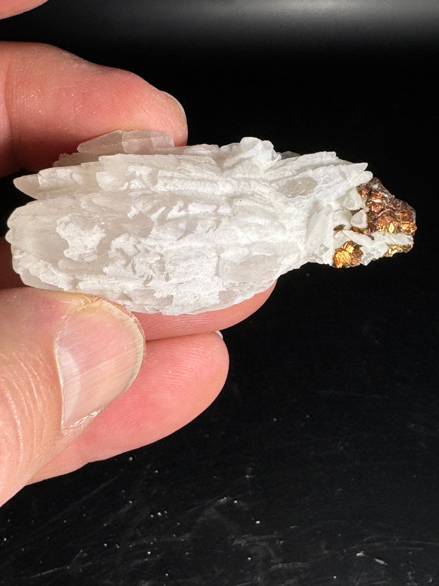 Iridescent Marcasite on Mangano Calcite Guerrero, Taxco Mex 30 Grams