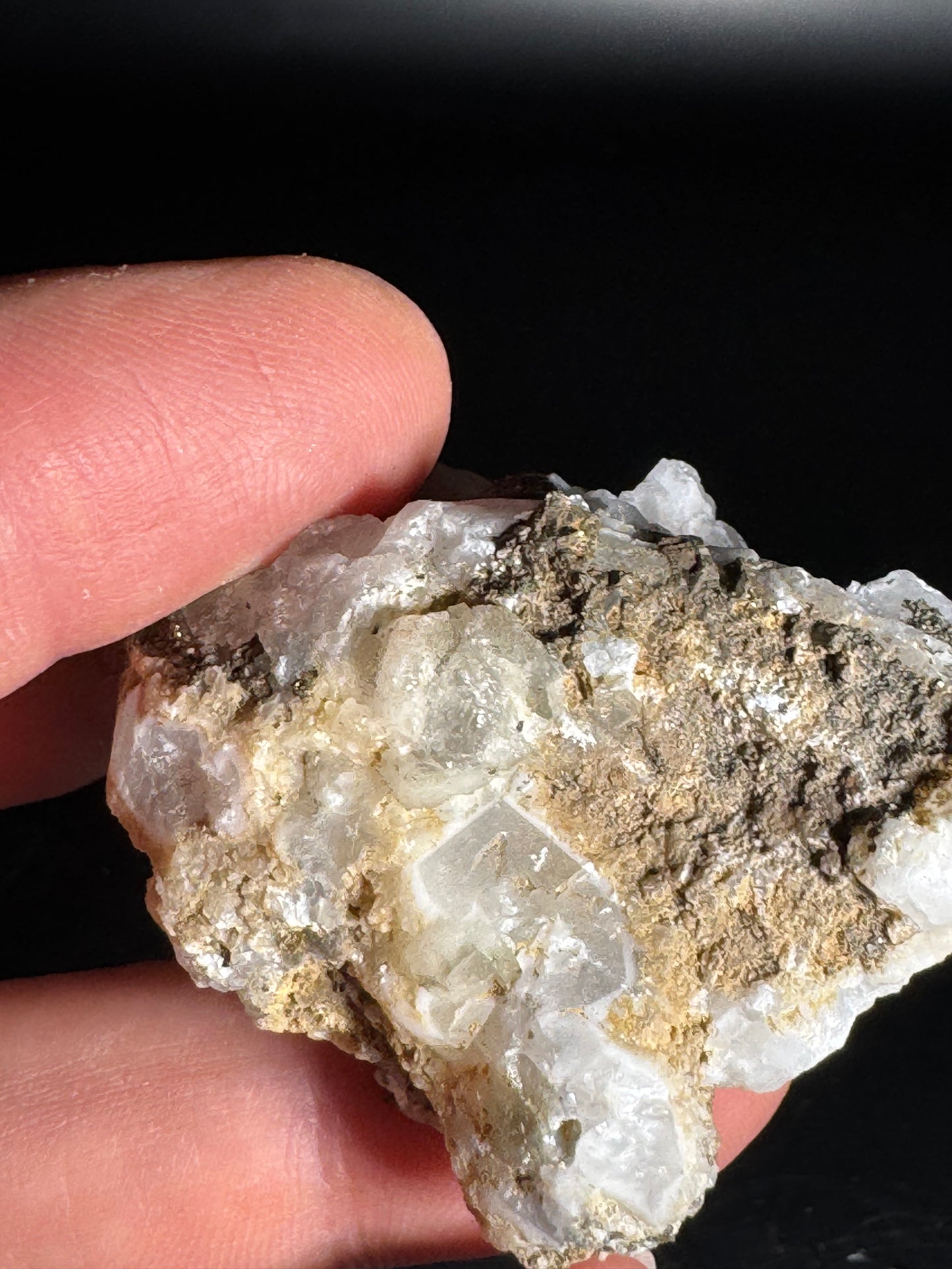 Iridescent Marcasite on Mangano Calcite Guerrero, Taxco Mex 48 Grams