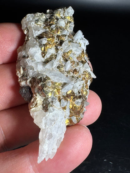 Iridescent Marcasite on Mangano Calcite Guerrero, Taxco Mex 36 Grams