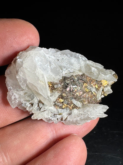 Iridescent Marcasite on Mangano Calcite Guerrero, Taxco Mex 23 Grams