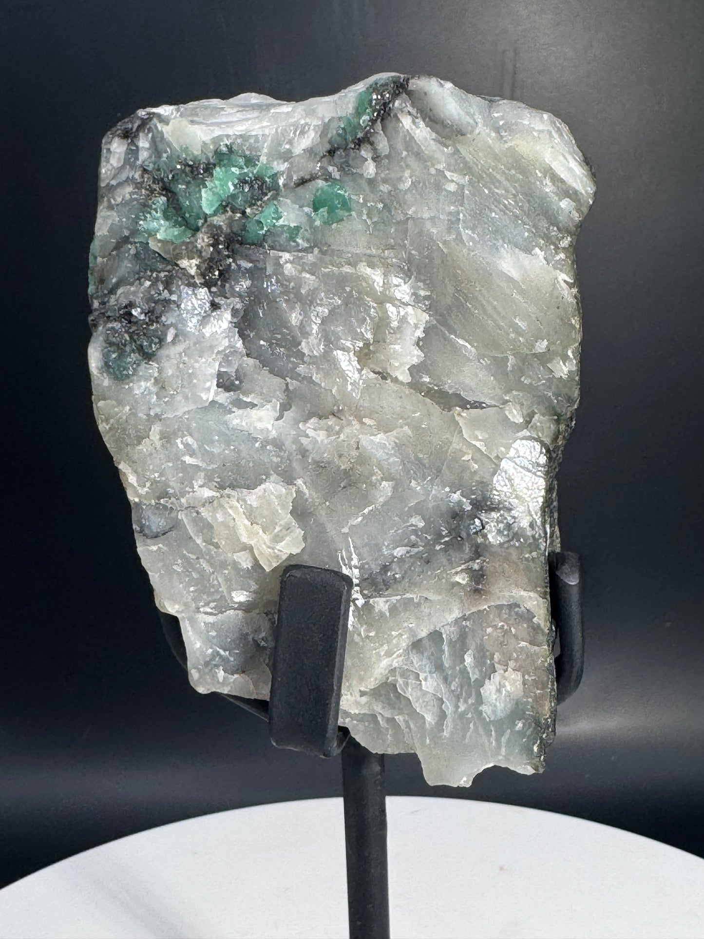 Emerald in Matrix on Custom Stand from Brazil