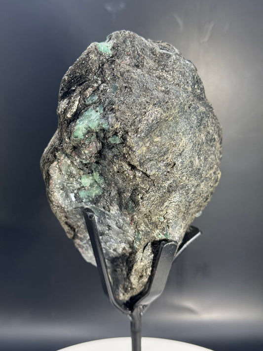Emerald in Matrix on Custom Stand from Brazil