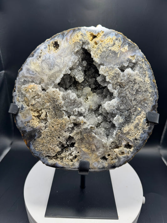 Large Brazilian Agate Geode with Druzy Quartz 3.9 LBS!