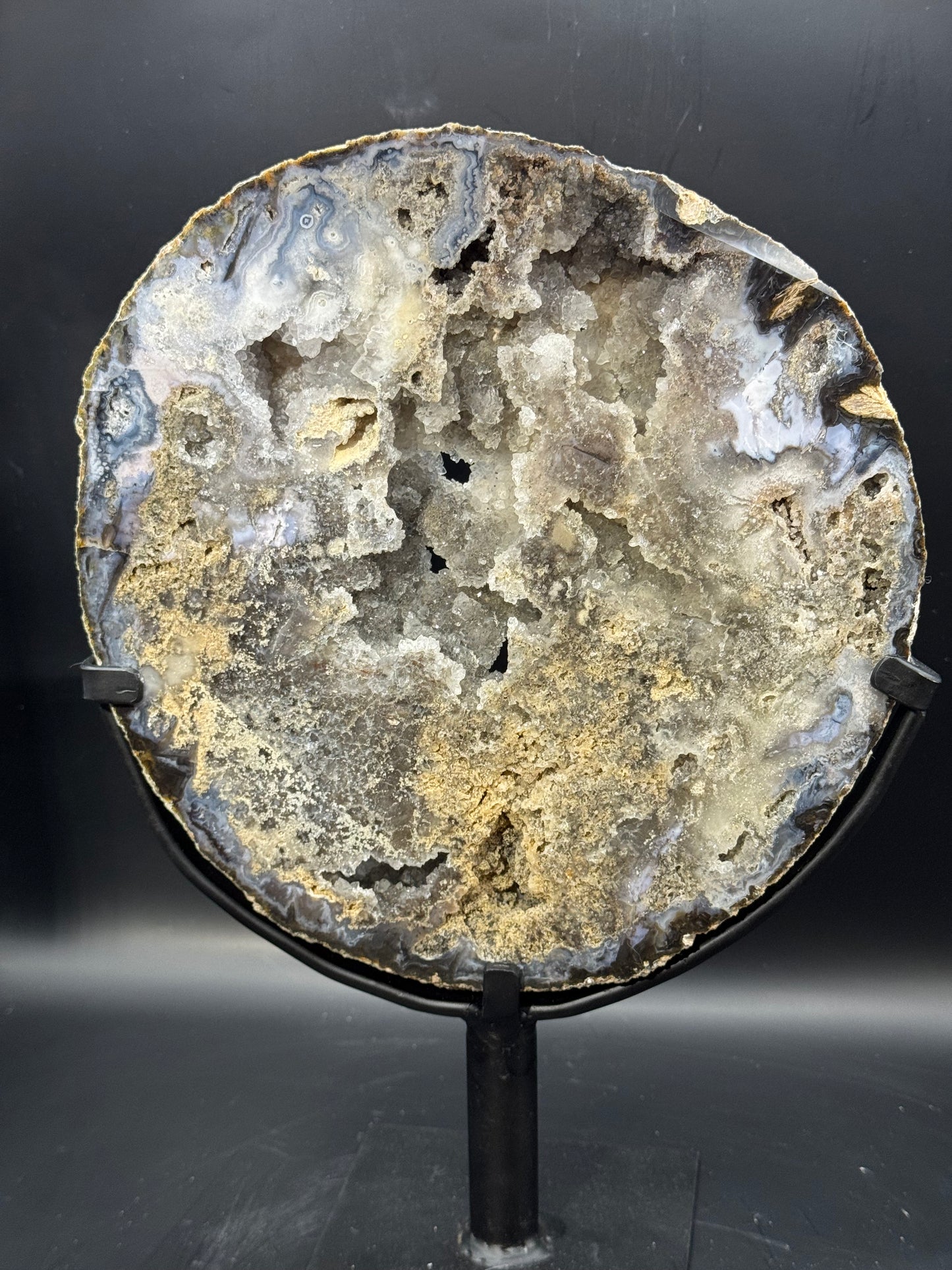 Large Brazilian Agate Geode Slab with Druzy Quartz 4.6 LBS!