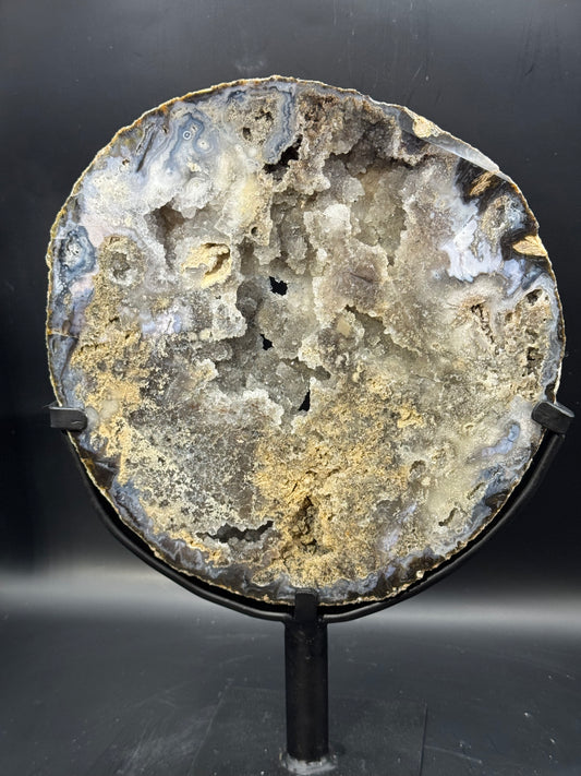 Large Brazilian Agate Geode Slab with Druzy Quartz 4.6 LBS!