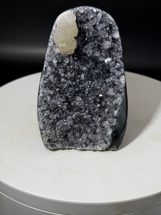 Black Amethyst Cut Base with Calcite Uruguay