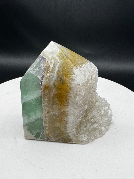 Fluorite with Druzy Quartz Freeform