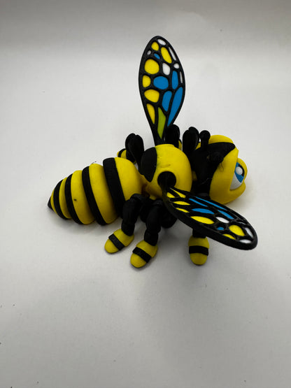 Articulated Honey Bee 3D Printed Figurine | Flexible Bee Toy, Cute Insect Fidget Decor, Nature Lover Gift