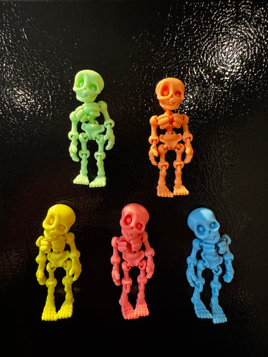 5 Glowing Skeleton Magnets | Movable Joints | Fridge Halloween Decor Desk Toy