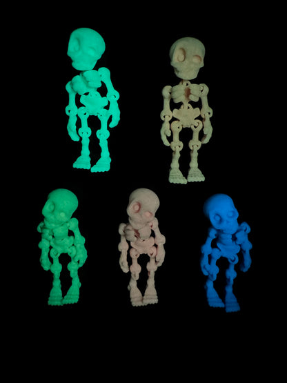 5 Glowing 3D Printed Skeleton Magnets | Movable Joints | Fridge Halloween Decor Desk Toy