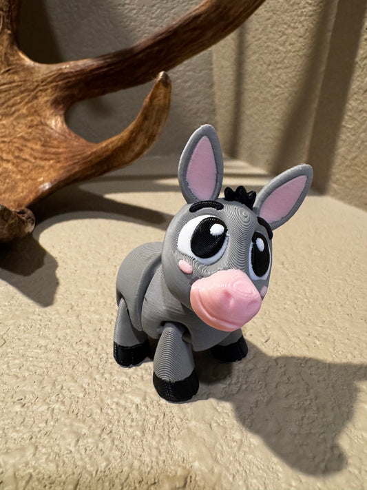 Flexi Donkey Toy | Articulated Fidget Animal with Swivel Head | Kids Gift | Farm Animal