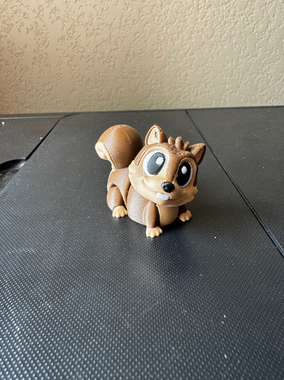 2 Inch Flexi Squirrel - 3D Printed Articulated Fidget Toy With Rotating Head