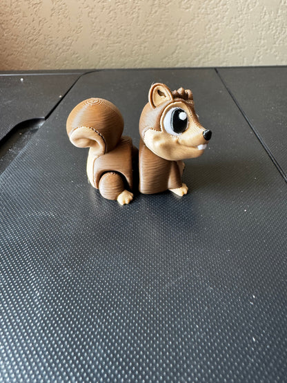 2 Inch Flexi Squirrel - 3D Printed Articulated Fidget Toy With Rotating Head