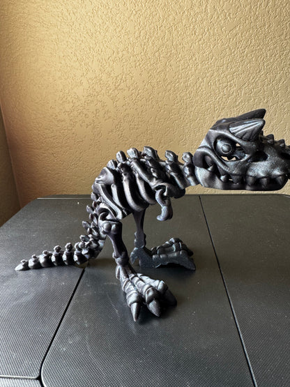 10 Inch Flexi Carnotaurus Skeleton - 3D Printed Articulated Dinosaur Figure, Posable Prehistoric Toy