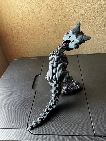 10 Inch Flexi Carnotaurus Skeleton - 3D Printed Articulated Dinosaur Figure, Posable Prehistoric Toy