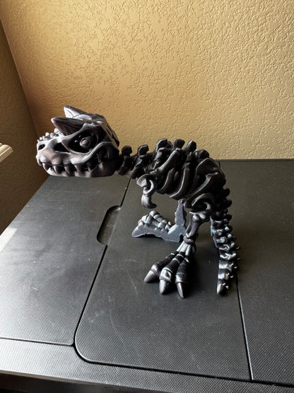 10 Inch Flexi Carnotaurus Skeleton - 3D Printed Articulated Dinosaur Figure, Posable Prehistoric Toy