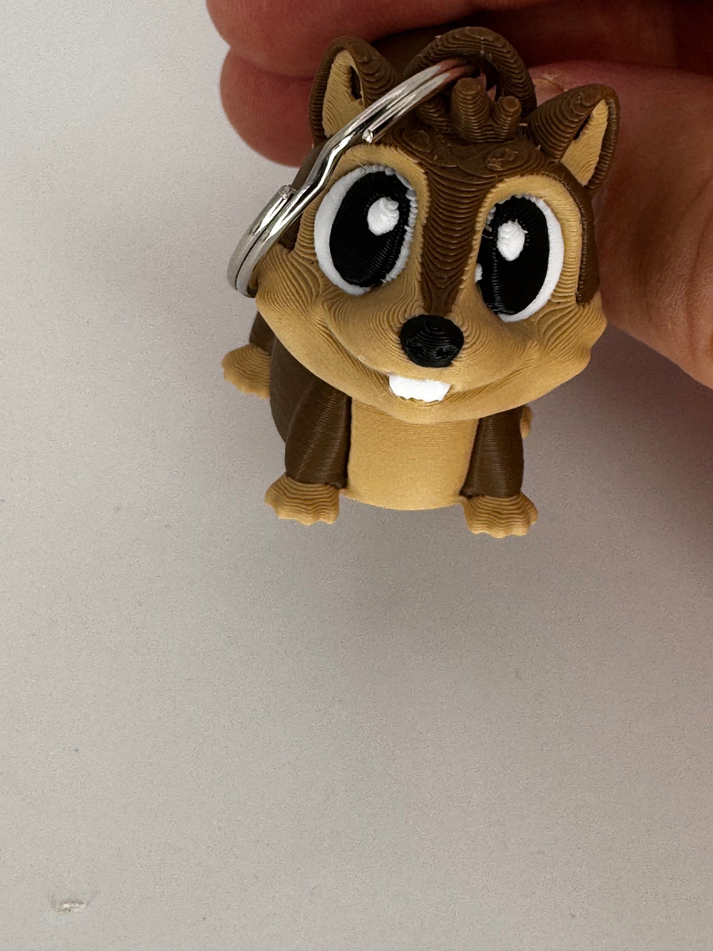 2 Inch Flexi Squirrel Keychain - 3D Printed Articulated Fidget Toy With Rotating Head