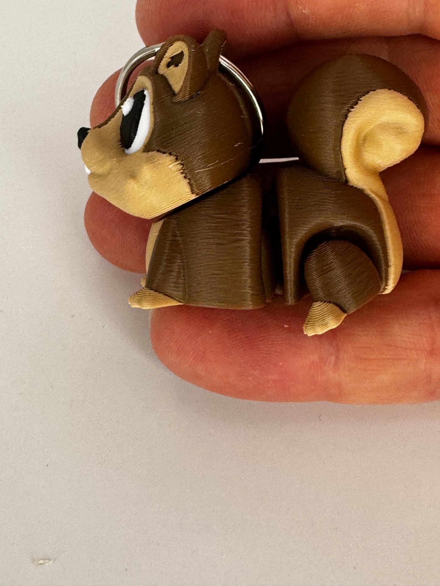 2 Inch Flexi Squirrel Keychain - 3D Printed Articulated Fidget Toy With Rotating Head