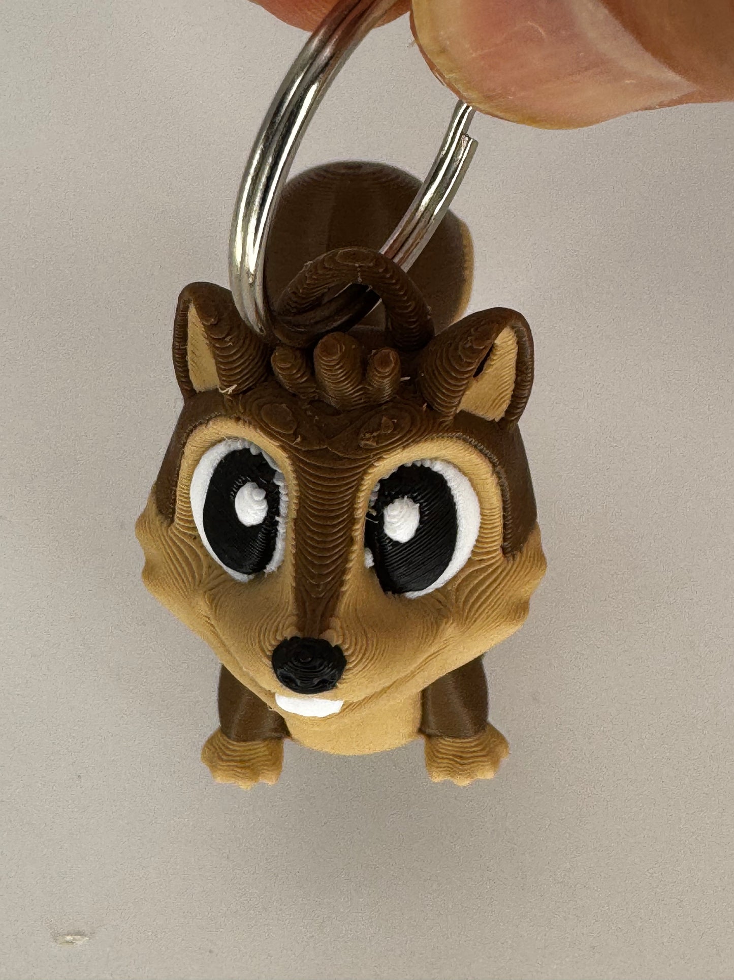 2 Inch Flexi Squirrel Keychain - 3D Printed Articulated Fidget Toy With Rotating Head