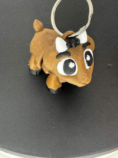 2 Inch Flexi Goat Keychain 3D Printed Animal Fidget Toy, Posable Figurine