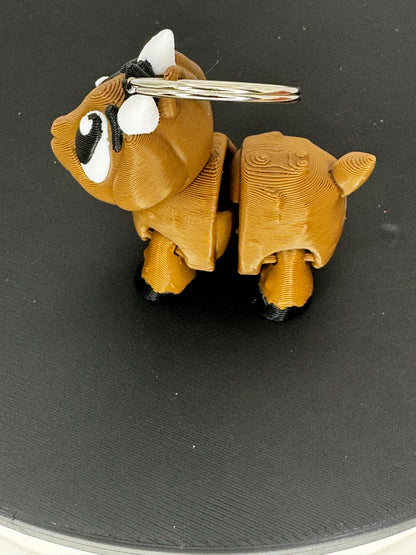 2 Inch Flexi Goat Keychain 3D Printed Animal Fidget Toy, Posable Figurine