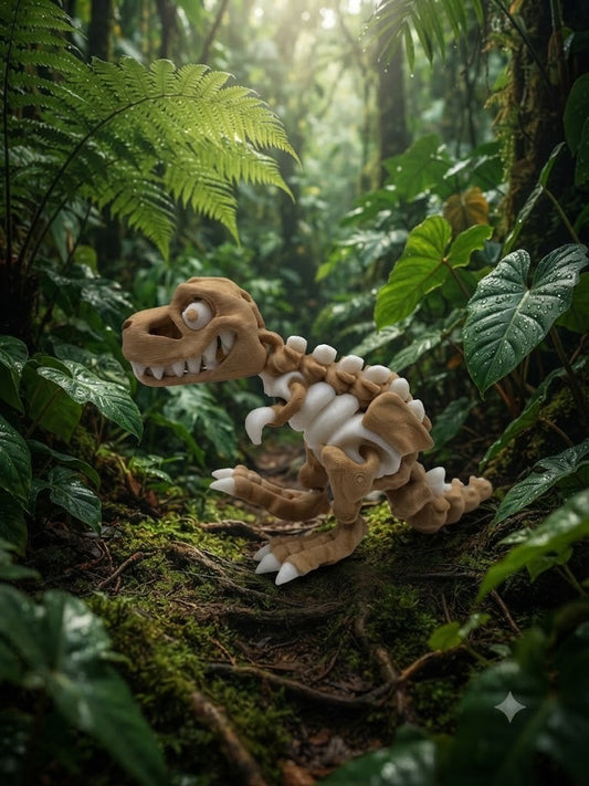 Flexi Factory 3D Printed Articulated Skeleton T-Rex Brown and White