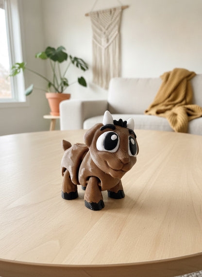 2 Inch Flexi Goat 3D Printed Animal Fidget Toy, Posable Figurine