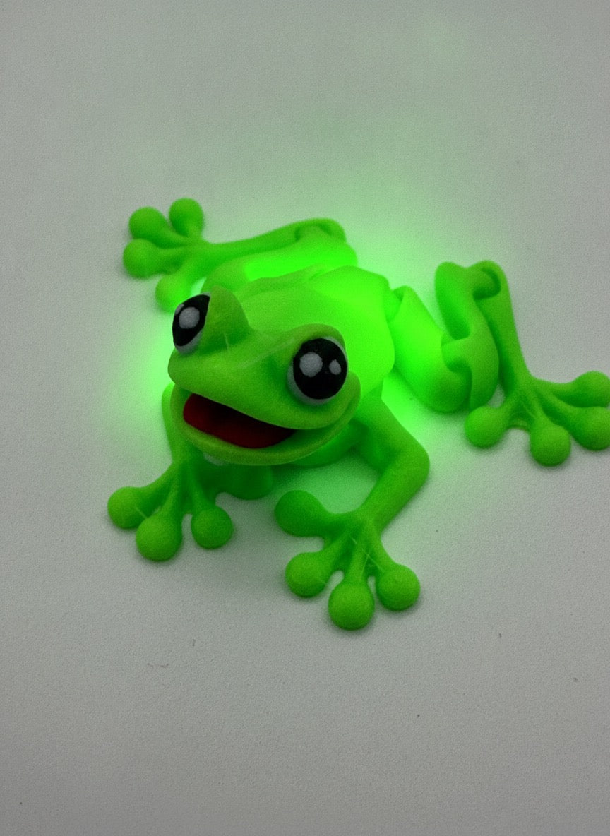 3D Printed Articulated Frog Fidget Toy | UV Reactive Green| Sensory Desk Toy | Stress Relief