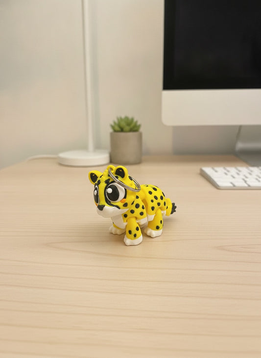 Flexi Cheetah Keychain with Movable Head | Articulated Animal Bag Charm | Cute Safari Gift