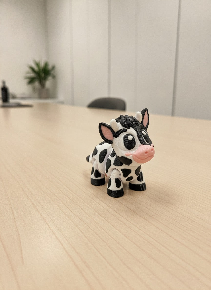 Flexi Cow 3D Printed Articulated Toy | Movable Head | Farm Animal Fidget | Unique Desk Decor Gift for Animal Lovers