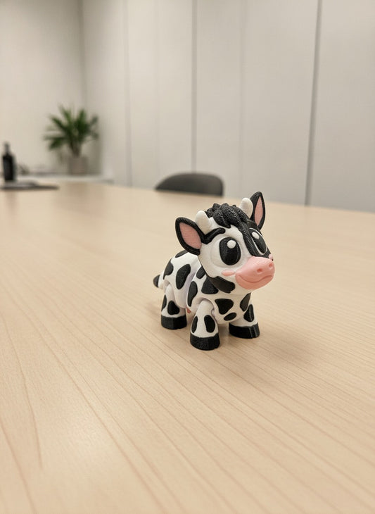 Flexi Cow Articulated Toy | Movable Head | Farm Animal Fidget | Unique Desk Decor Gift for Animal Lovers