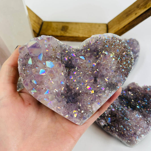 Angel Aura Amethyst Crystal Heart: