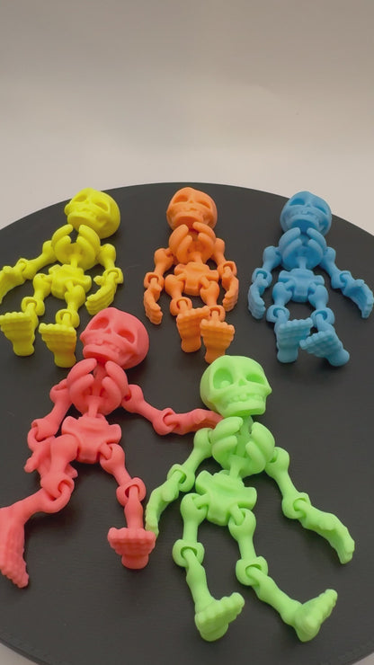 5 Glowing 3D Printed Skeleton Magnets | Movable Joints | Fridge Halloween Decor Desk Toy