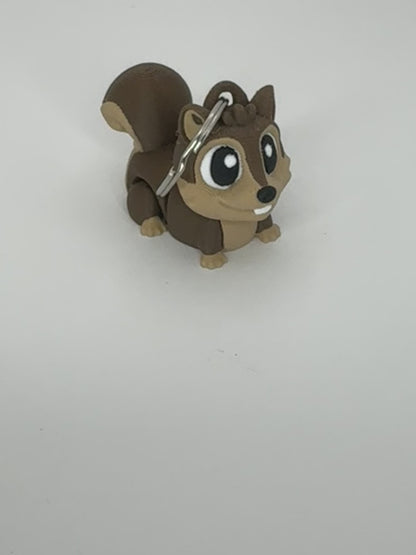 2 Inch Flexi Squirrel Keychain - 3D Printed Articulated Fidget Toy With Rotating Head