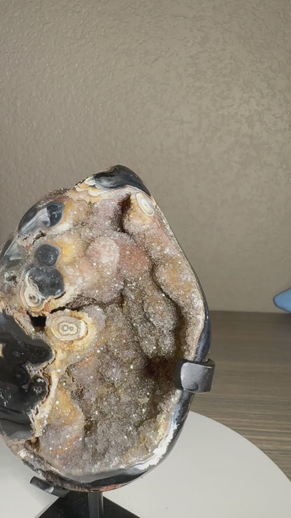 Druzy Brazilian Geode of Custom Stand