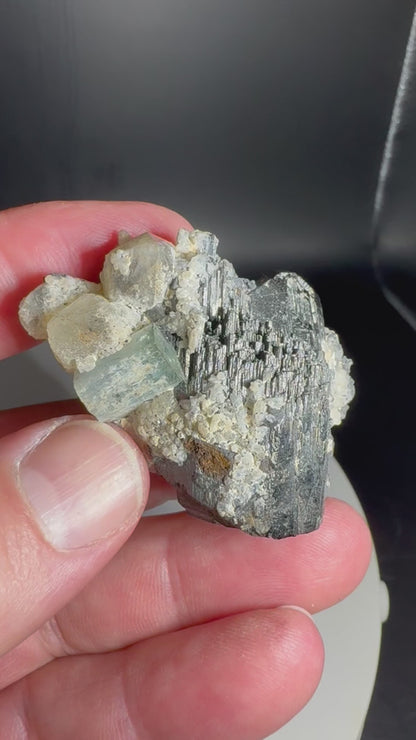 39g Natural Aquamarine Tourmaline Cluster Mineral Specimen Namibia