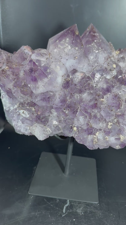 Stunning 16 lbs Amethyst Cluster covered in Golden Rutile Brazil
