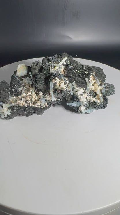243g Natural Aquamarine Tourmaline Cluster Mineral Specimen Namibia