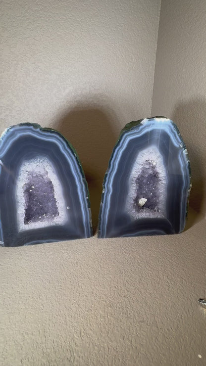 Stunning Rare Pair of Amethyst Cathedrals with Natural Back
