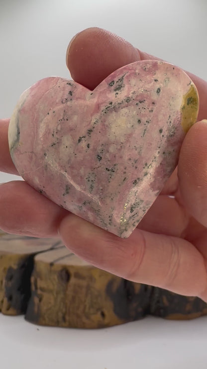 Rhodonite Heart.  UV Reactive