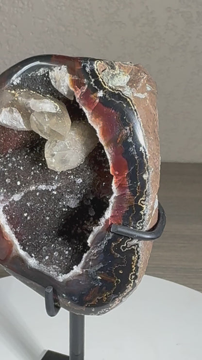 Druzy Brazilian Geode of Custom Stand