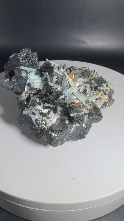 389g Natural Aquamarine Tourmaline Cluster Mineral Specimen Namibia