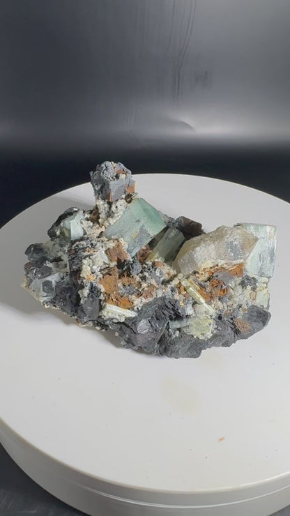 376g Natural Aquamarine Tourmaline Cluster Mineral Specimen Namibia
