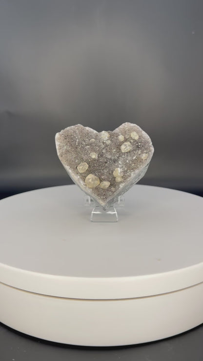 Amethyst Heart with Calcite from Brazil