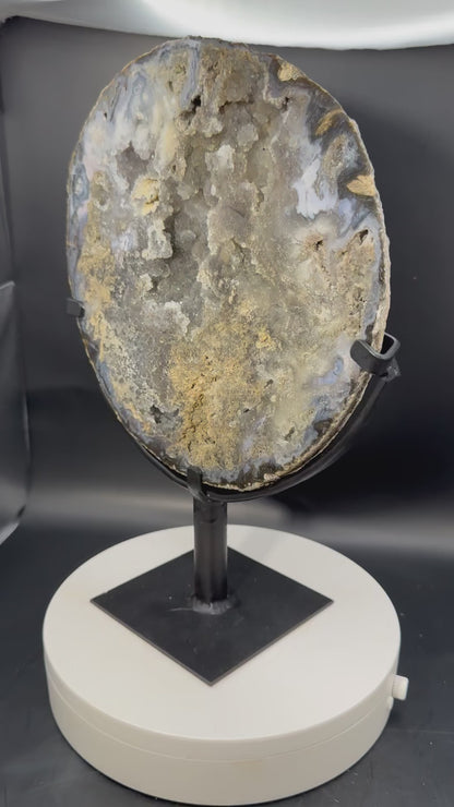 Large Brazilian Agate Geode Slab with Druzy Quartz 4.6 LBS!