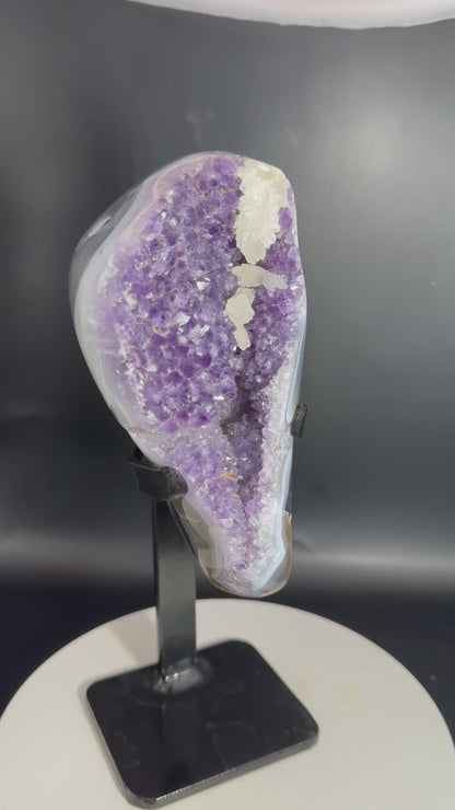 Amethyst Geode on Custom Stand Brazil 3.25 lbs