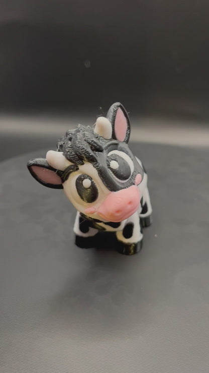 Flexi Cow 3D Printed Articulated Toy | Movable Head | Farm Animal Fidget | Unique Desk Decor Gift for Animal Lovers
