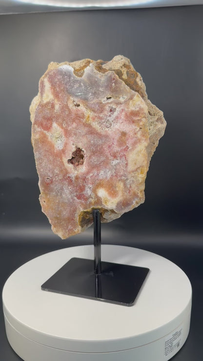 Pink Amethyst Slab on Stand from Brazil